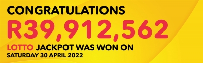ONE PERSON BAGS THE LOTTO JACKPOT OF OVER R39 MILLION VIA FNB APP